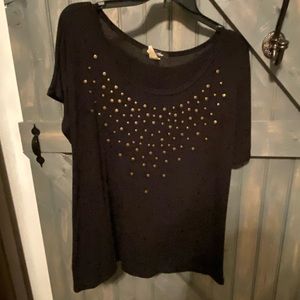 Black studded tee